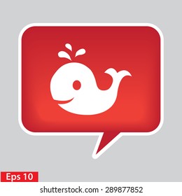 whale,  red glossy button. eps 10.