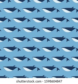 whale repeat seamless pattern vector