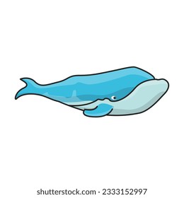 Whale right vector icon.Color vector icon isolated on white background whale right.
