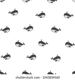 whale sea animal doodle vector seamless pattern