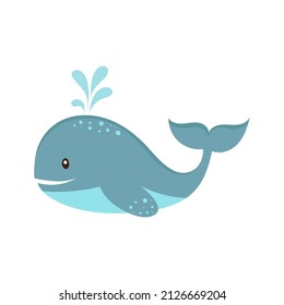 Whale as Sea Animal Floating Underwater Vector Illustration.