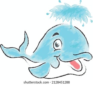 Whale as Sea Animal Floating Underwater Vector Illustration.