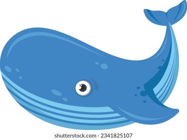 Whale as Sea Animal Floating Underwater Vector Illustration. Vector illustration of a cartoon whale. Graphics for kids prints.