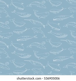 whale sea animal line pattern
