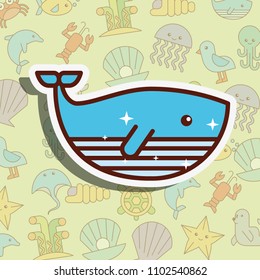 whale sea life cartoon