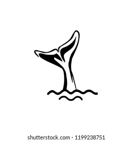 Whale and Sea logo. Tail dolphin vector logo. Flat design, vector.