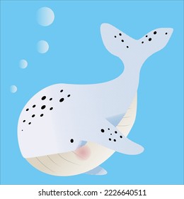 whale sea water vector print