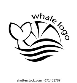 Whale and sea wave. Vector illustration
