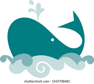 Whale in the sea, waves