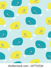Whale seamless pattern