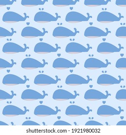 whale seamless pattern cute blue