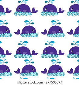 whale seamless pattern on a white background