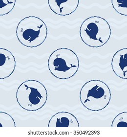 Whale. Seamless pattern. Vector.