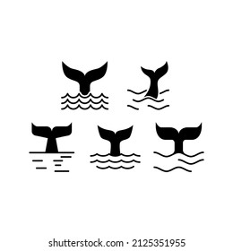 Whale set icon isolated on white background