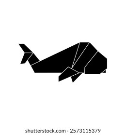 Whale Shape Inspired by Origami Form, can use for Logo, Pictogram, Animal Figure, Website, Apps, or Graphic Design Element. Vector Illustration