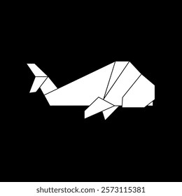 Whale Shape Inspired by Origami Form, can use for Logo, Pictogram, Animal Figure, Website, Apps, or Graphic Design Element. Vector Illustration