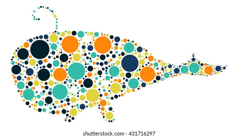 whale shape vector design by color point