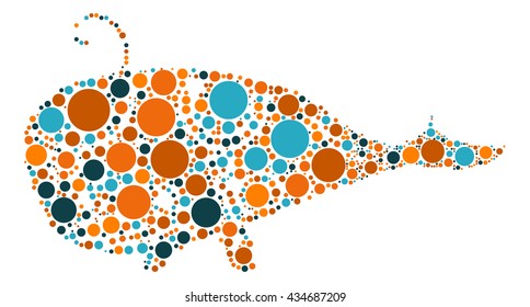 whale shape vector design by color point