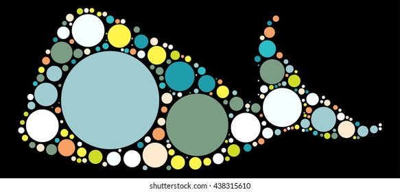 whale shape vector design by color point