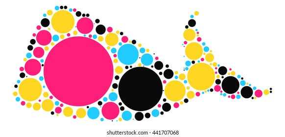 whale shape vector design by color point
