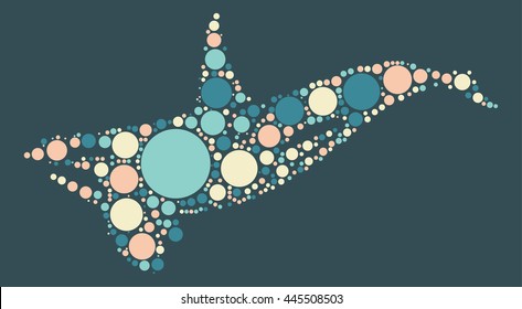 whale shape vector design by color point