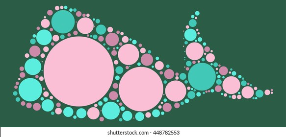 whale shape vector design by color point