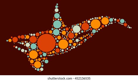 whale shape vector design by color point