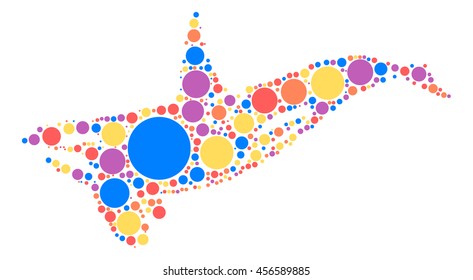whale shape vector design by color point
