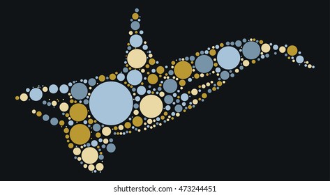 whale shape vector design by color point