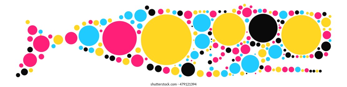 whale shape vector design by color point