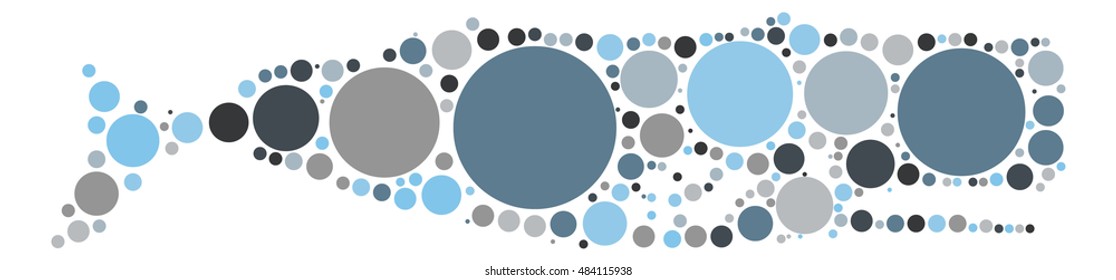 whale shape vector design by color point