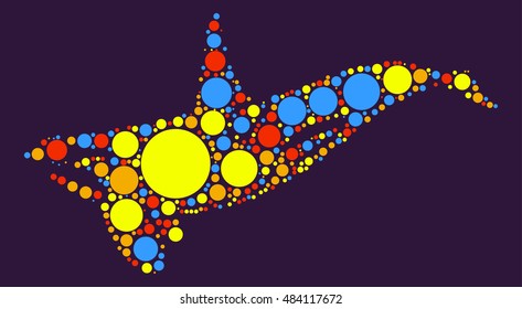 whale shape vector design by color point