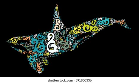 whale shape vector design illustration