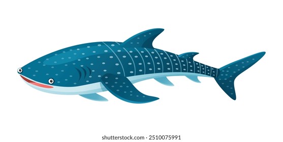 Whale shark cartoon vector illustration isolated on white background