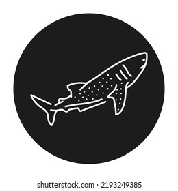 Whale shark color line illustration. Marine mammals