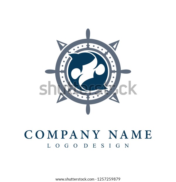 Whale Shark Compass Sea Logo Vector Stock Vector (Royalty Free ...