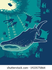 Whale shark design vector underwater