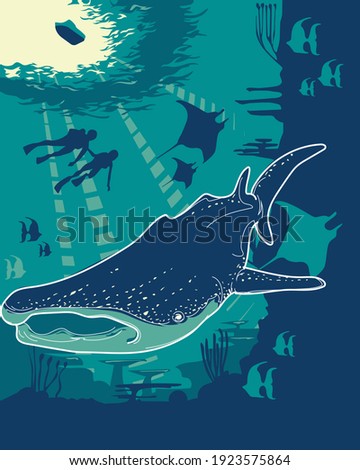 Whale shark design vector underwater