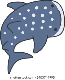 Whale-Hai-Doodle-Symbol. Cute Cartoon Wal. Vektorgrafik