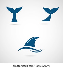 Whale, shark, fish tale vector icon. Fin of the fish illustrattion.