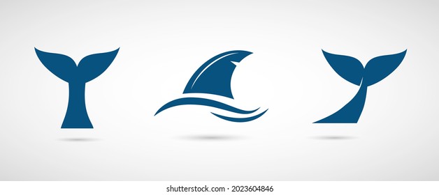 Whale, shark, fish tale vector icon. Fin of the fish illustrattion.