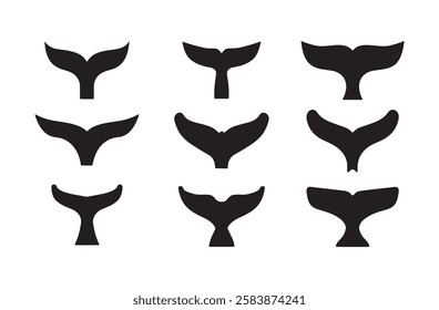 Whale, shark, fish tale vector icon. Fin of the fish illustrattion. Fish tail icon isolated on white background. Vector art.