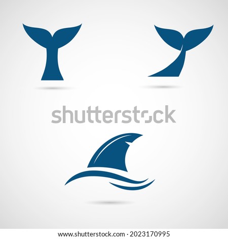 Whale, shark, fish tale vector icon. Fin of the fish illustrattion.