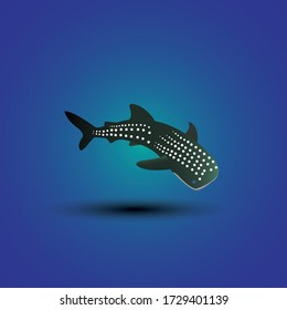 Whale Shark isolated blue background