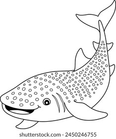 Whale Shark Isolated Coloring Seite für Kinder