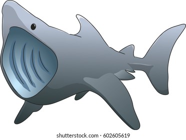 Whale shark with open mouth vector cartoon illustration