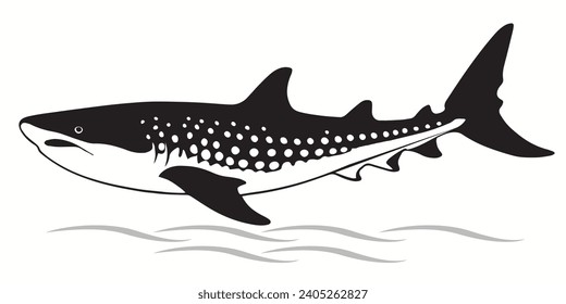 Whale Shark outlines and symbols. Dark level variety basic exquisite white foundation Whale Shark animal vector and silhouette icon.