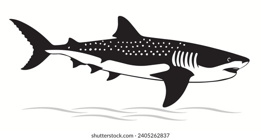 Whale Shark outlines and symbols. Dark level variety basic exquisite white foundation Whale Shark animal vector and silhouette icon.