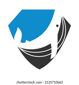 whale shield Icon Illustration Brand Identity
