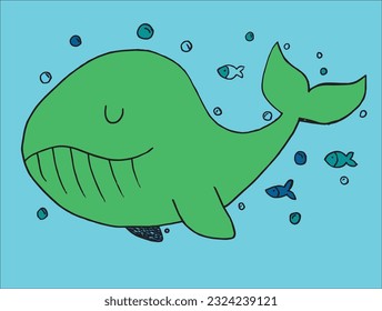 Whale sign illustration image. 
Hand drawn image artwork of a whale. 
Simple cute original logo.
Hand drawn vector illustration for posters, cards, t-shirts.